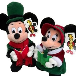 Disney Mouseketoys Caroling Minnie Mickey Holiday Christmas Plush stuffed Doll 2